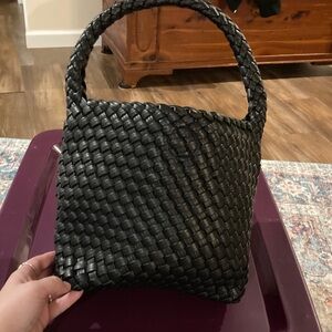 Elegant Black Woven Handbag